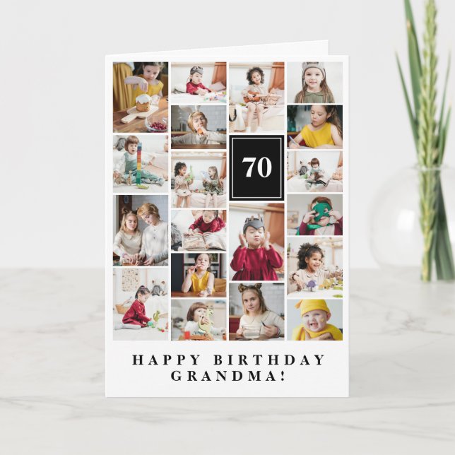 Schwarzes Foto Collage Happy Birthday Oma Karte (Vorderseite)