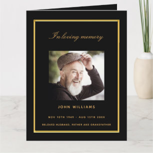 Schwarzes Foto - elegantes Beerdigungsprogramm Dankeskarte