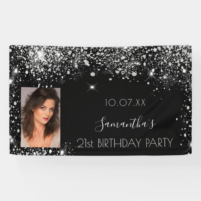 Schwarzes Foto Glitzer Banner (Horizontal)