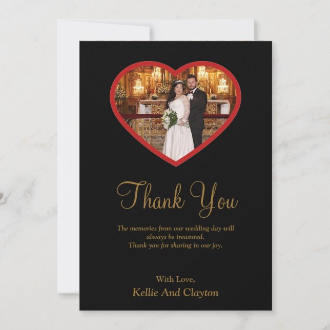Schwarzes Foto im Herzen Dankeschön Karte (Vorderseite)