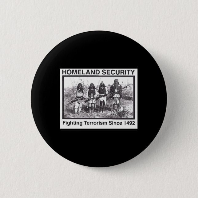 Schwarzes Foto-indische heimat-Sicherheit Button (Vorderseite)