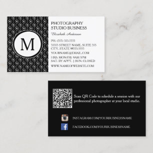 Schwarzes Fotografie-Studio mit Monogramm Visitenkarte