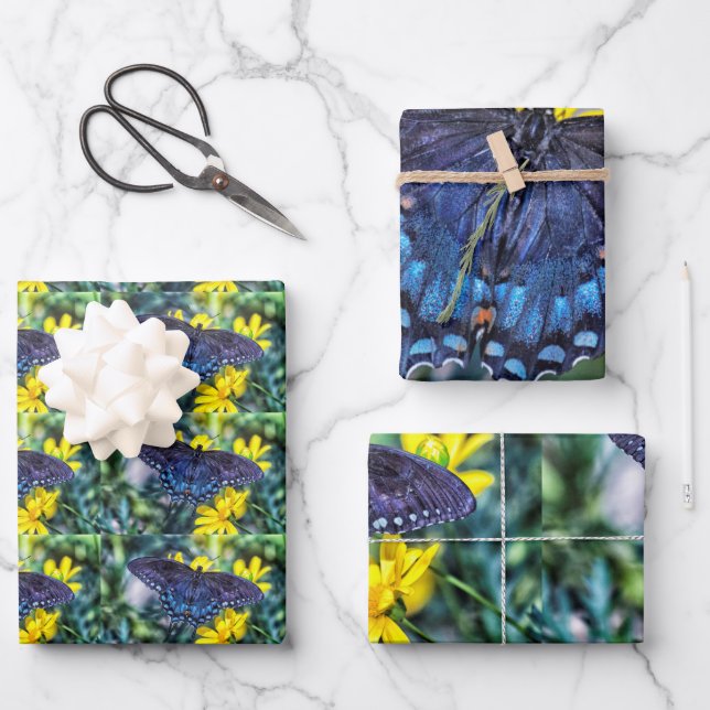 Schwarzes Frack auf gelben Blumen Geschenkpapier Set (Vorderseite)