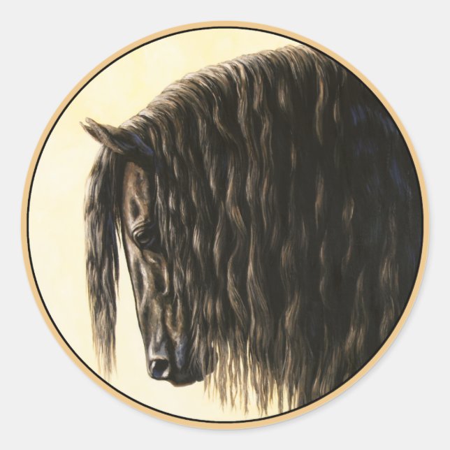 Schwarzes Friesen Runder Aufkleber (Vorderseite)