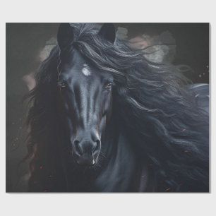 Schwarzes Friesenpferd Geschenkpapier