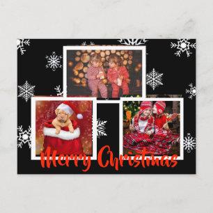 Schwarzes Frohe Weihnachten Schneeflocke Personali Postkarte