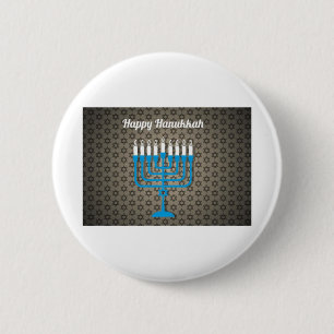 schwarzes frohes Chanukka Button