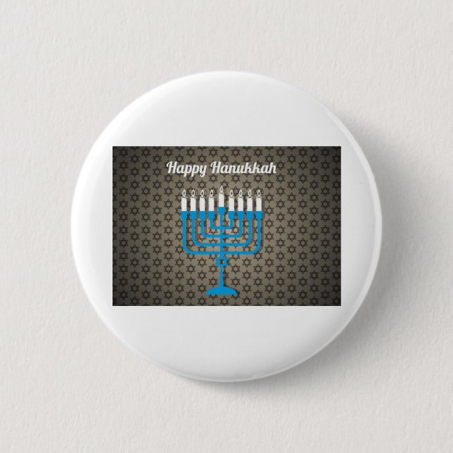 schwarzes frohes Chanukka Button (Vorderseite)