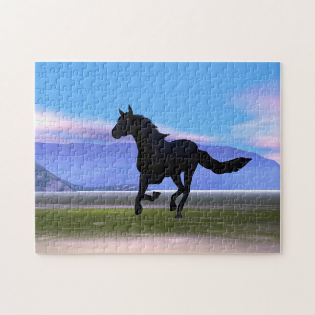 Schwarzes Gallopierpferd (Horizontal)