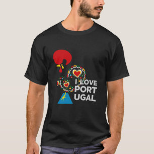 Schwarzes Galo de Barcelos auf Schwarzem T-Shirt