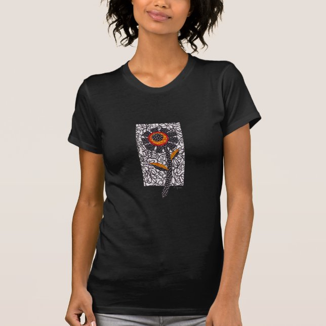 Schwarzes Gänseblümchen T-Shirt (Vorderseite)