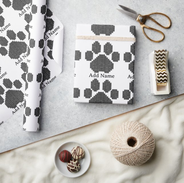Schwarzes Gebäude Blöcke Dog Paw Print Individuell Geschenkpapier (Basteln)