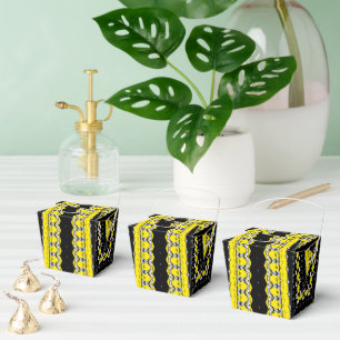 Schwarzes, gelbes und weißes Tribal-Muster Geschenkschachtel