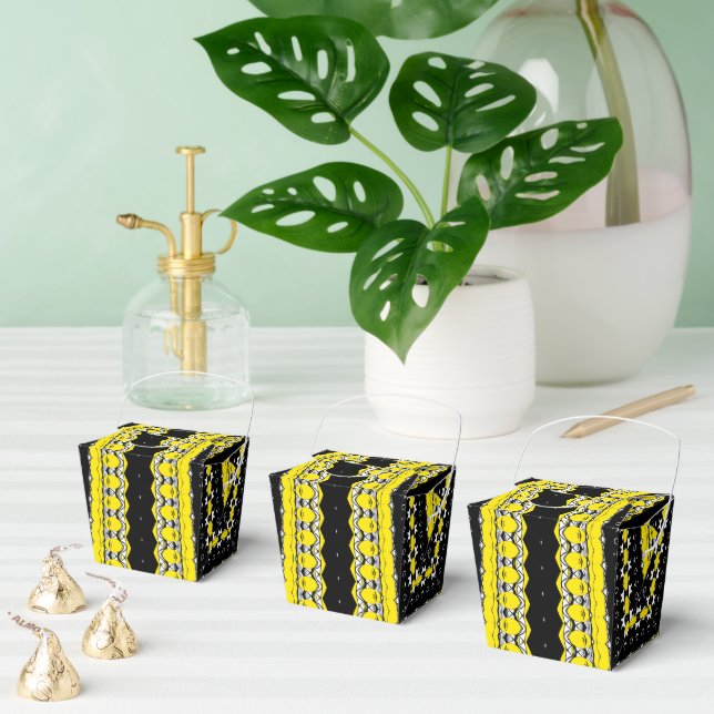 Schwarzes, gelbes und weißes Tribal-Muster Geschenkschachtel (Zahlreiche)
