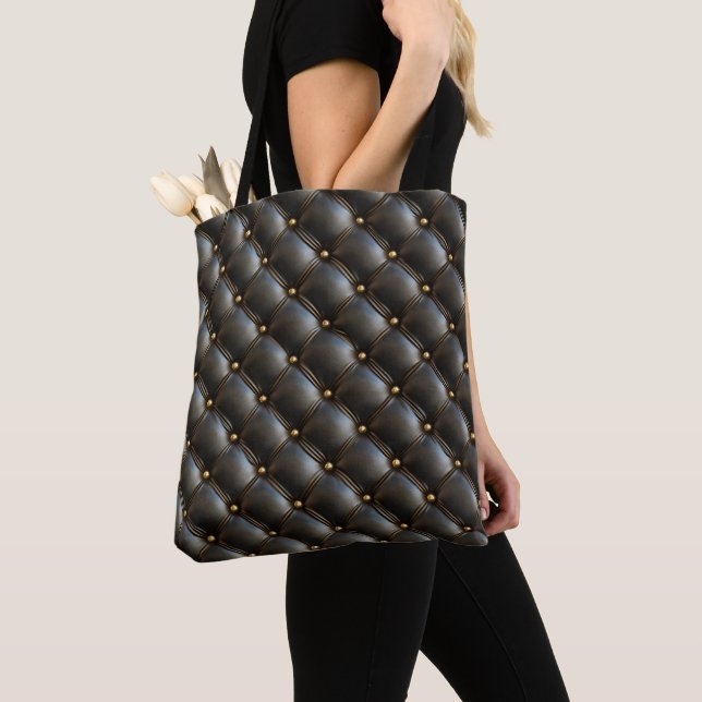 Schwarzes gemustertes Leder Tasche (Von Nahem)