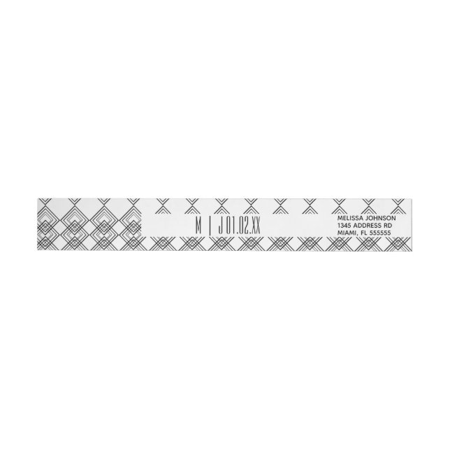 Schwarzes geometrisches Diamant-Modern-Hochzeitslo (Person)