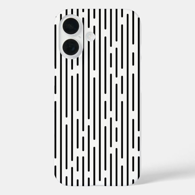 Schwarzes geometrisches Linienmuster iPhone 16 Hülle (Rückseite)