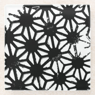 Schwarzes geometrisches Muster Glasuntersetzer