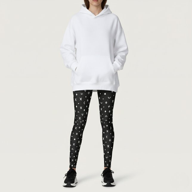 Schwarzes geometrisches Muster Leggings (Von Creator hochgeladen)