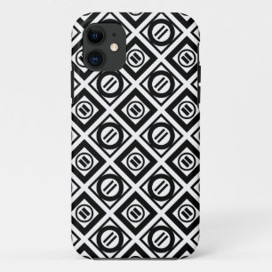 Schwarzes geometrisches Muster mit gleicher Zeiche iPhone 11 Hülle