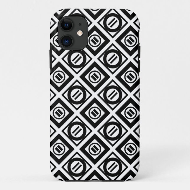 Schwarzes geometrisches Muster mit gleicher Zeiche Case-Mate iPhone Hülle (Rückseite)
