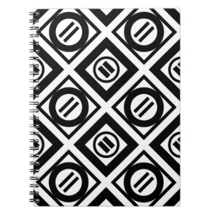 Schwarzes geometrisches Muster mit gleicher Zeiche Notizblock