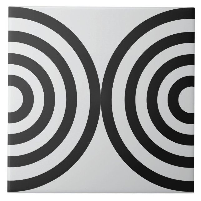 Schwarzes geometrisches Muster Mitte Jahrhundert M Fliese (Vorderseite)