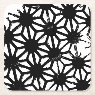 Schwarzes geometrisches Muster Rechteckiger Pappuntersetzer