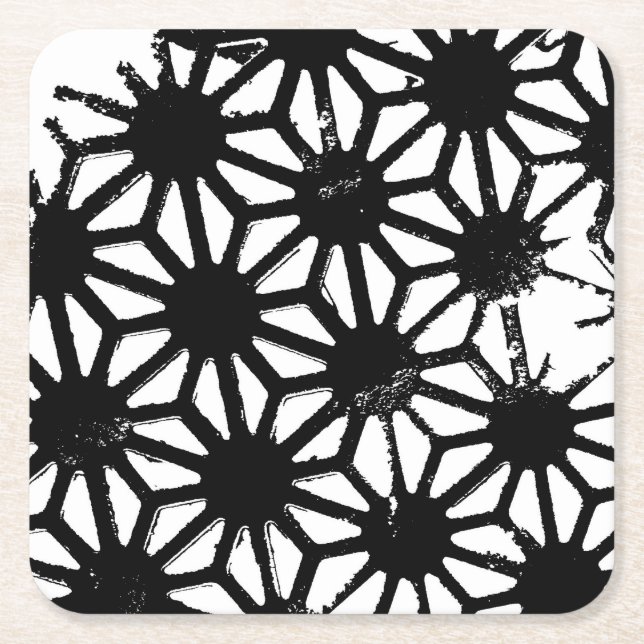 Schwarzes geometrisches Muster Rechteckiger Pappuntersetzer (Vorderseite)