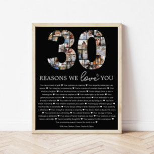 Schwarzes Geschenk "30 Gründe warum wir dich liebe Poster