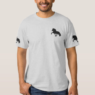 Schwarzes gestickter Isländer Besticktes T-Shirt