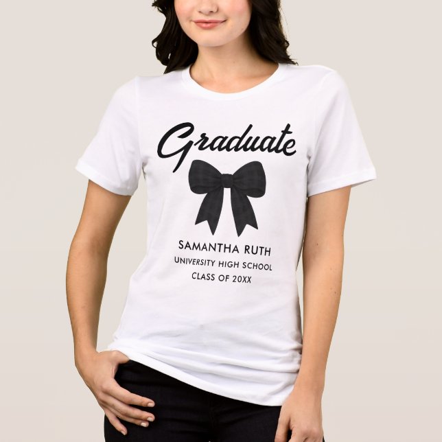 Schwarzes Gingham-Schleifen-Abschlusshemd Tri-Blend Shirt (Vorderseite)