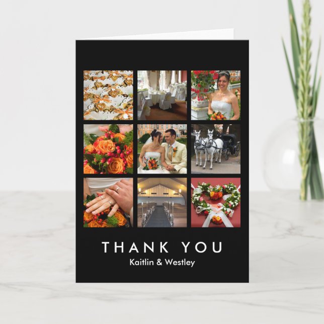 Schwarzes Gitter Collage 9 Foto Erinnerungen danke (Vorderseite)