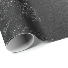 Schwarzes Glam Funkelnd Metallische Rose Glas Geschenkpapier