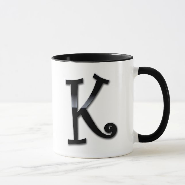 Schwarzes Glanz-Monogramm - K Tasse (Rechts)