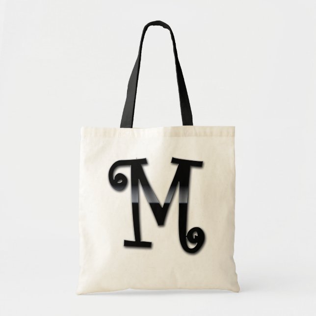Schwarzes Glanz-Monogramm - M Tragetasche (Vorne)