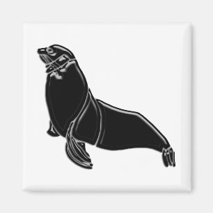 Schwarzes Glanzleder-Siegel Magnet