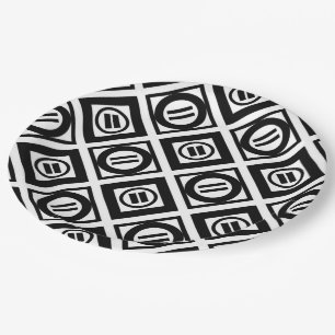 Schwarzes Gleichheitszeichen-geometrisches Muster Pappteller