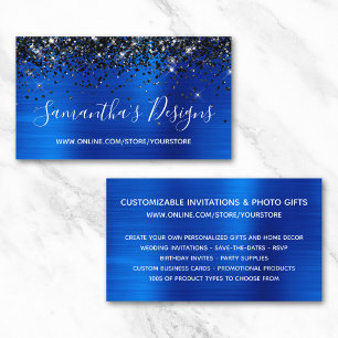 Schwarzes Glitter Königlich Blau Folie Online-Shop Visitenkarte