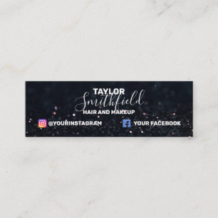 Schwarzes Glitter Social Media Trend Modern Mini Visitenkarte
