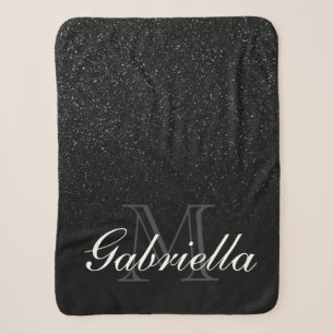 Schwarzes Glitzer-Monogramm Sherpadecke