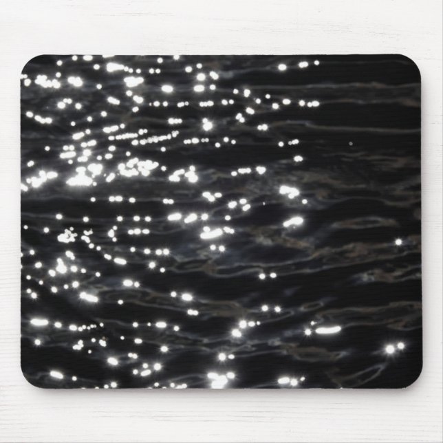 Schwarzes glitzerndes Wasser Mousepad (Vorne)
