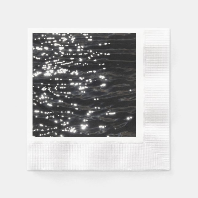 Schwarzes glitzerndes Wasser Serviette (Vorderseite)