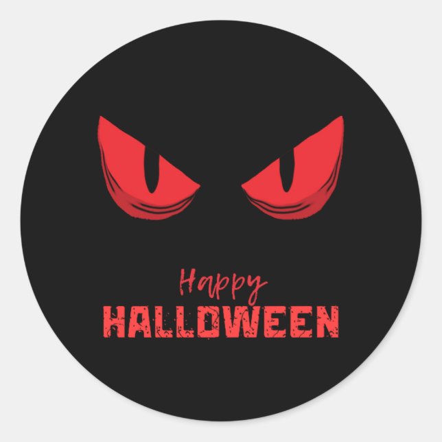 Schwarzes Glück Halloween Beängstigend Staring Red Runder Aufkleber (Vorderseite)