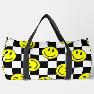 schwarzes glückliches Gesicht check groovy Duffle Bag