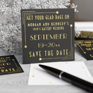 Schwarzes Gold 1920er Art Deco Mass Save the Date