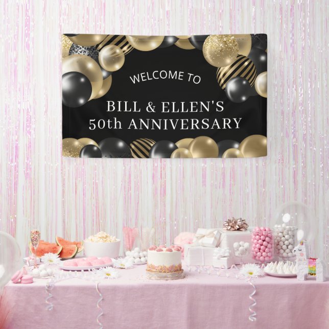 Schwarzes Gold 50 Jahre Jubiläum Willkommen Banner (Party)