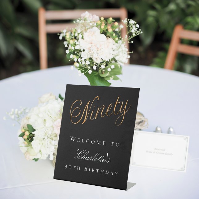 Schwarzes Gold 90. Geburtstagsparty Begrüßung Sockelschild (Von Creator hochgeladen)