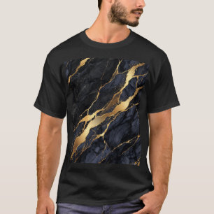 Schwarzes Gold Abstrakt Marmor T-Shirt Luxus Ästhe