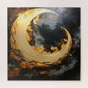 Schwarzes Gold Abstrakt Wirbel Modern Mond